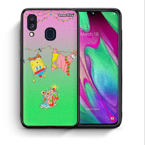 Θήκη Samsung A40 Xmas Lights από τη Smartfits με σχέδιο στο πίσω μέρος και μαύρο περίβλημα | Samsung A40 Xmas Lights case with colorful back and black bezels