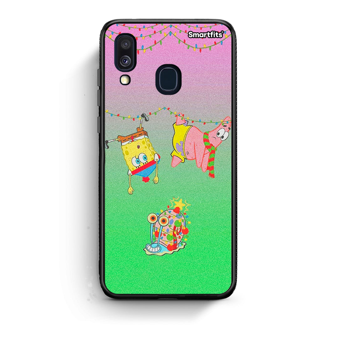 Samsung A40 Xmas Lights θήκη από τη Smartfits με σχέδιο στο πίσω μέρος και μαύρο περίβλημα | Smartphone case with colorful back and black bezels by Smartfits
