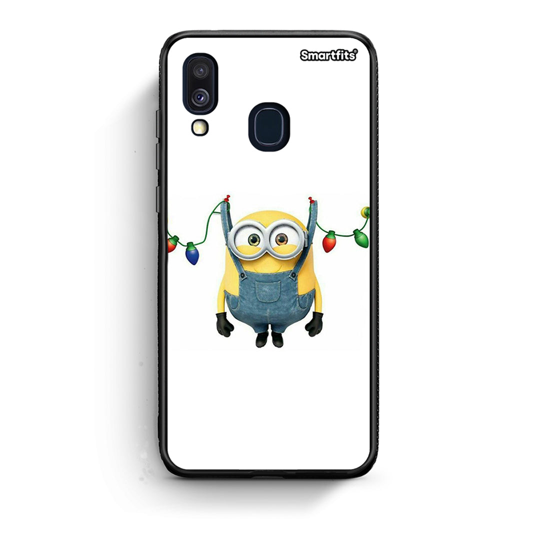 Samsung A40 Xmas Minion Lights θήκη από τη Smartfits με σχέδιο στο πίσω μέρος και μαύρο περίβλημα | Smartphone case with colorful back and black bezels by Smartfits