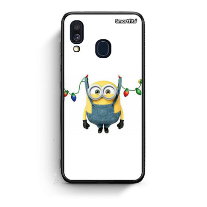 Samsung A40 Xmas Minion Lights θήκη από τη Smartfits με σχέδιο στο πίσω μέρος και μαύρο περίβλημα | Smartphone case with colorful back and black bezels by Smartfits