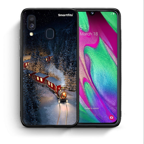 Θήκη Samsung A40 Xmas Train από τη Smartfits με σχέδιο στο πίσω μέρος και μαύρο περίβλημα | Samsung A40 Xmas Train case with colorful back and black bezels