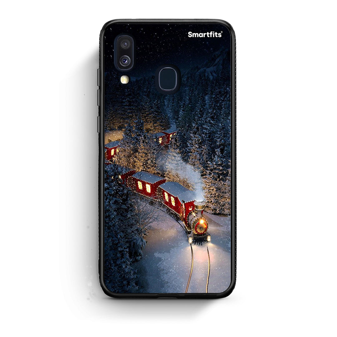 Samsung A40 Xmas Train θήκη από τη Smartfits με σχέδιο στο πίσω μέρος και μαύρο περίβλημα | Smartphone case with colorful back and black bezels by Smartfits