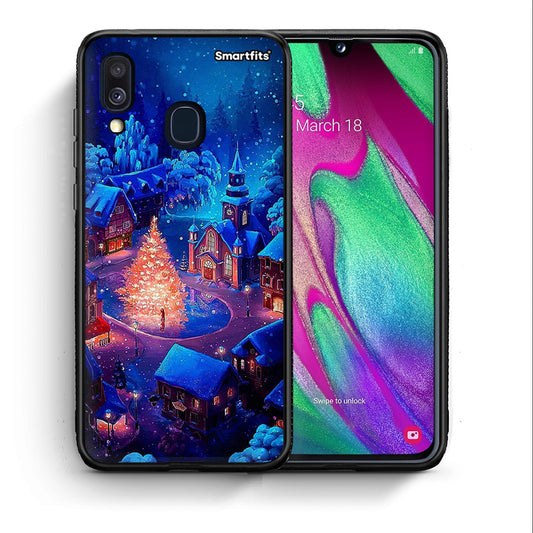 Θήκη Samsung A40 Xmas Village από τη Smartfits με σχέδιο στο πίσω μέρος και μαύρο περίβλημα | Samsung A40 Xmas Village case with colorful back and black bezels
