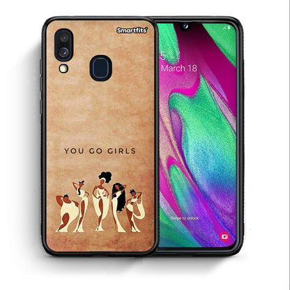 Θήκη Samsung A40 You Go Girl από τη Smartfits με σχέδιο στο πίσω μέρος και μαύρο περίβλημα | Samsung A40 You Go Girl case with colorful back and black bezels