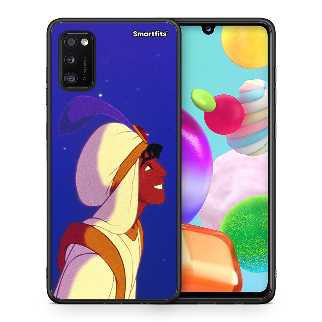 Θήκη Samsung A41 Alladin And Jasmine Love 1 από τη Smartfits με σχέδιο στο πίσω μέρος και μαύρο περίβλημα | Samsung A41 Alladin And Jasmine Love 1 case with colorful back and black bezels