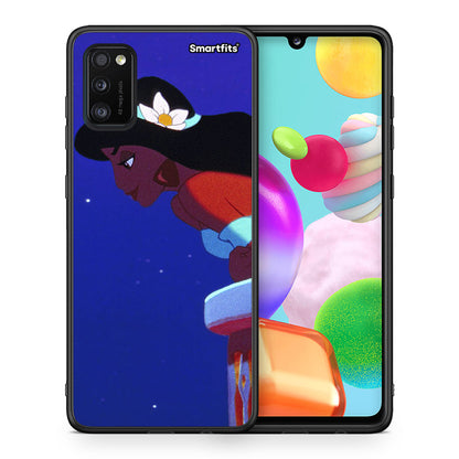 Θήκη Samsung A41 Alladin And Jasmine Love 2 από τη Smartfits με σχέδιο στο πίσω μέρος και μαύρο περίβλημα | Samsung A41 Alladin And Jasmine Love 2 case with colorful back and black bezels