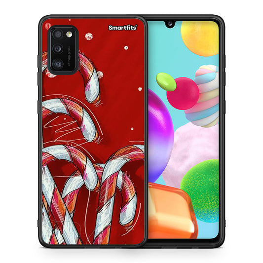 Θήκη Samsung A41 Candy Cane από τη Smartfits με σχέδιο στο πίσω μέρος και μαύρο περίβλημα | Samsung A41 Candy Cane case with colorful back and black bezels