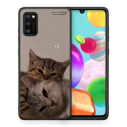 Θήκη Samsung A41 Cats In Love από τη Smartfits με σχέδιο στο πίσω μέρος και μαύρο περίβλημα | Samsung A41 Cats In Love case with colorful back and black bezels
