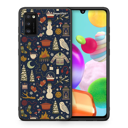 Θήκη Samsung A41 Christmas Elements από τη Smartfits με σχέδιο στο πίσω μέρος και μαύρο περίβλημα | Samsung A41 Christmas Elements case with colorful back and black bezels