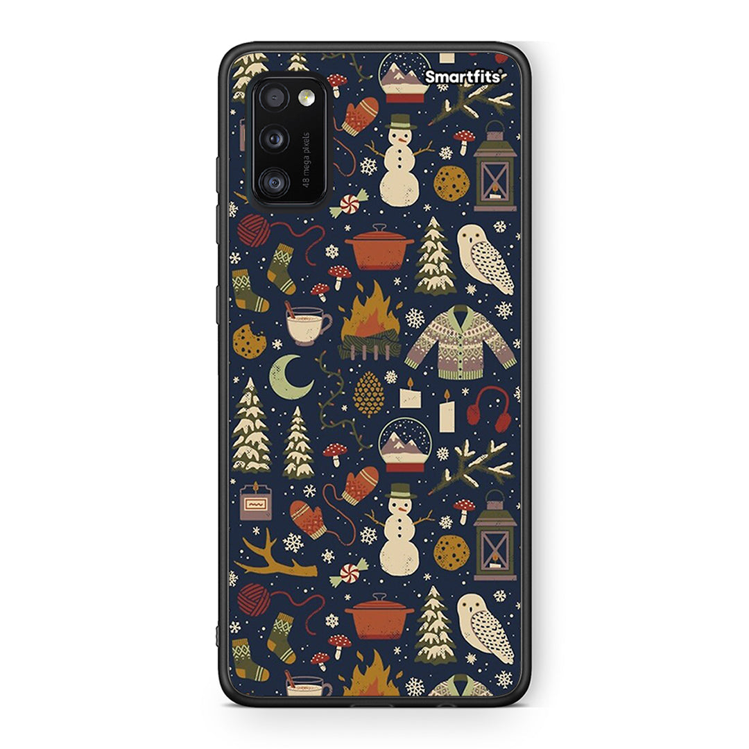 Samsung A41 Christmas Elements θήκη από τη Smartfits με σχέδιο στο πίσω μέρος και μαύρο περίβλημα | Smartphone case with colorful back and black bezels by Smartfits