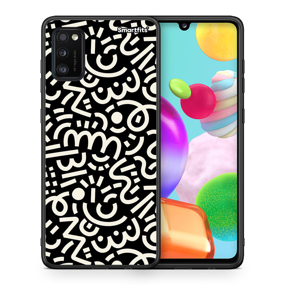 Θήκη Samsung A41 Doodle Art από τη Smartfits με σχέδιο στο πίσω μέρος και μαύρο περίβλημα | Samsung A41 Doodle Art case with colorful back and black bezels