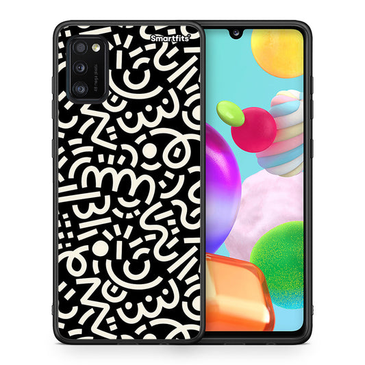 Θήκη Samsung A41 Doodle Art από τη Smartfits με σχέδιο στο πίσω μέρος και μαύρο περίβλημα | Samsung A41 Doodle Art case with colorful back and black bezels