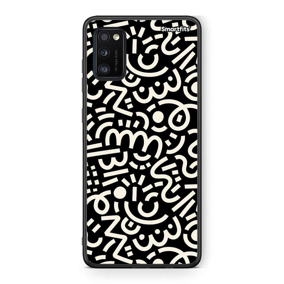 Samsung A41 Doodle Art Θήκη από τη Smartfits με σχέδιο στο πίσω μέρος και μαύρο περίβλημα | Smartphone case with colorful back and black bezels by Smartfits