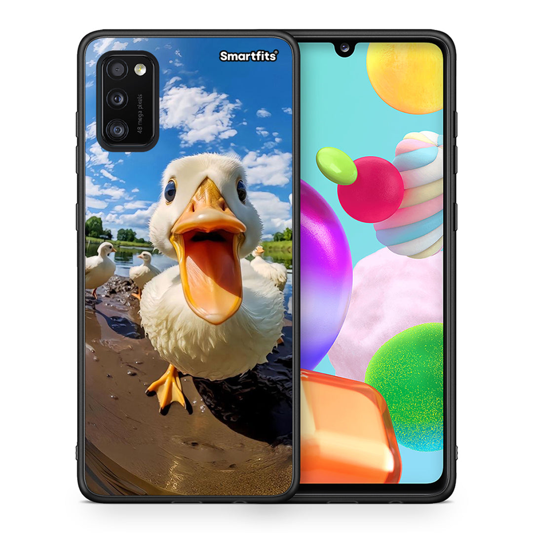 Θήκη Samsung A41 Duck Face από τη Smartfits με σχέδιο στο πίσω μέρος και μαύρο περίβλημα | Samsung A41 Duck Face case with colorful back and black bezels