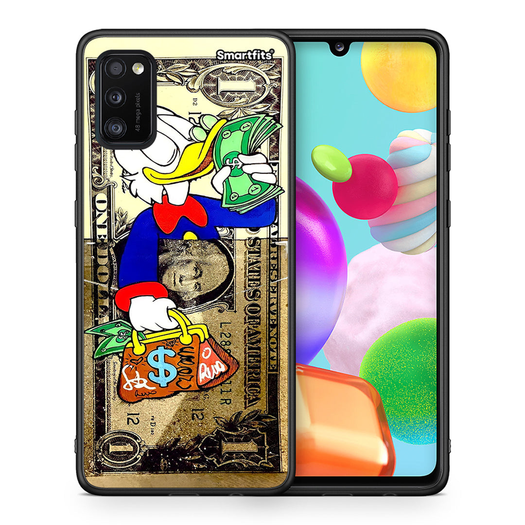 Θήκη Samsung A41 Duck Money από τη Smartfits με σχέδιο στο πίσω μέρος και μαύρο περίβλημα | Samsung A41 Duck Money case with colorful back and black bezels