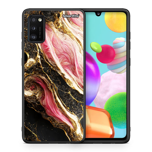 Θήκη Samsung A41 Glamorous Pink Marble από τη Smartfits με σχέδιο στο πίσω μέρος και μαύρο περίβλημα | Samsung A41 Glamorous Pink Marble case with colorful back and black bezels