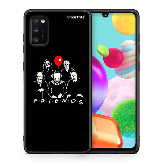 Θήκη Samsung A41 Halloween Friends από τη Smartfits με σχέδιο στο πίσω μέρος και μαύρο περίβλημα | Samsung A41 Halloween Friends case with colorful back and black bezels