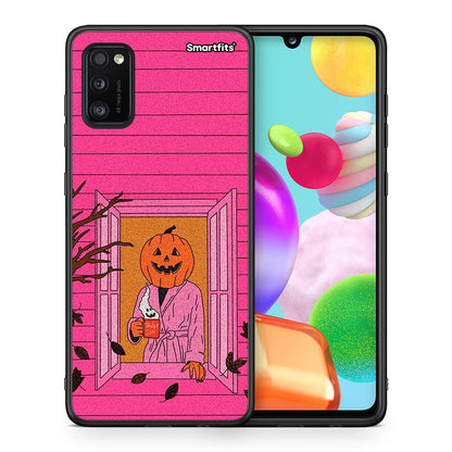 Θήκη Samsung A41 Halloween Pumpkin Lady από τη Smartfits με σχέδιο στο πίσω μέρος και μαύρο περίβλημα | Samsung A41 Halloween Pumpkin Lady case with colorful back and black bezels
