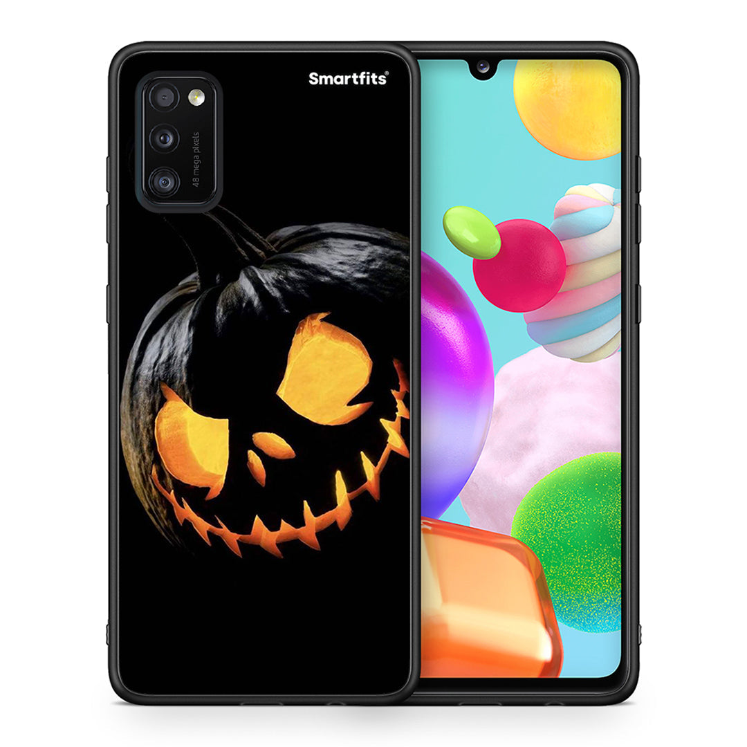 Θήκη Samsung A41 Halloween Scary Pumpkin από τη Smartfits με σχέδιο στο πίσω μέρος και μαύρο περίβλημα | Samsung A41 Halloween Scary Pumpkin case with colorful back and black bezels