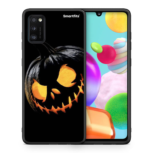 Θήκη Samsung A41 Halloween Scary Pumpkin από τη Smartfits με σχέδιο στο πίσω μέρος και μαύρο περίβλημα | Samsung A41 Halloween Scary Pumpkin case with colorful back and black bezels