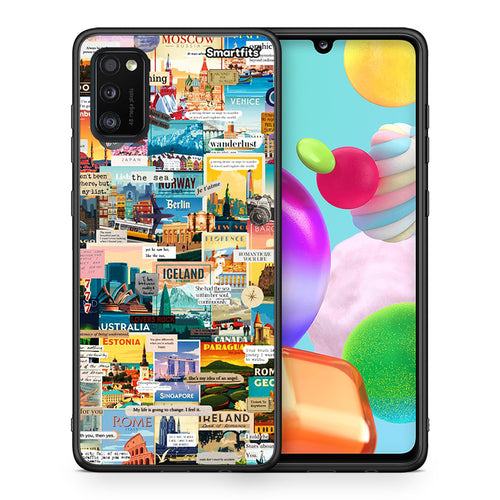 Θήκη Samsung A41 Live To Travel από τη Smartfits με σχέδιο στο πίσω μέρος και μαύρο περίβλημα | Samsung A41 Live To Travel case with colorful back and black bezels