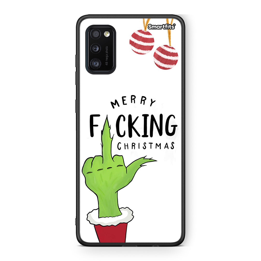 Samsung A41 Merry F Xmas θήκη από τη Smartfits με σχέδιο στο πίσω μέρος και μαύρο περίβλημα | Smartphone case with colorful back and black bezels by Smartfits