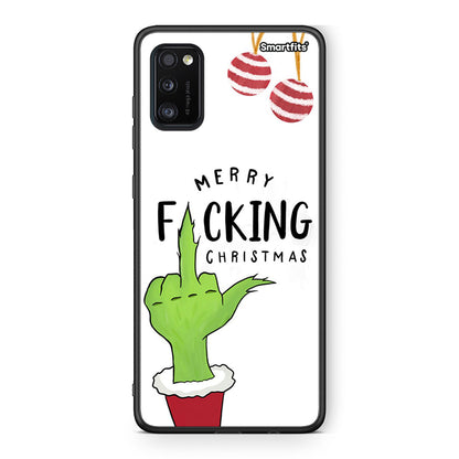 Samsung A41 Merry F Xmas θήκη από τη Smartfits με σχέδιο στο πίσω μέρος και μαύρο περίβλημα | Smartphone case with colorful back and black bezels by Smartfits