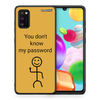 Thumbnail for Θήκη Samsung A41 My Password από τη Smartfits με σχέδιο στο πίσω μέρος και μαύρο περίβλημα | Samsung A41 My Password case with colorful back and black bezels