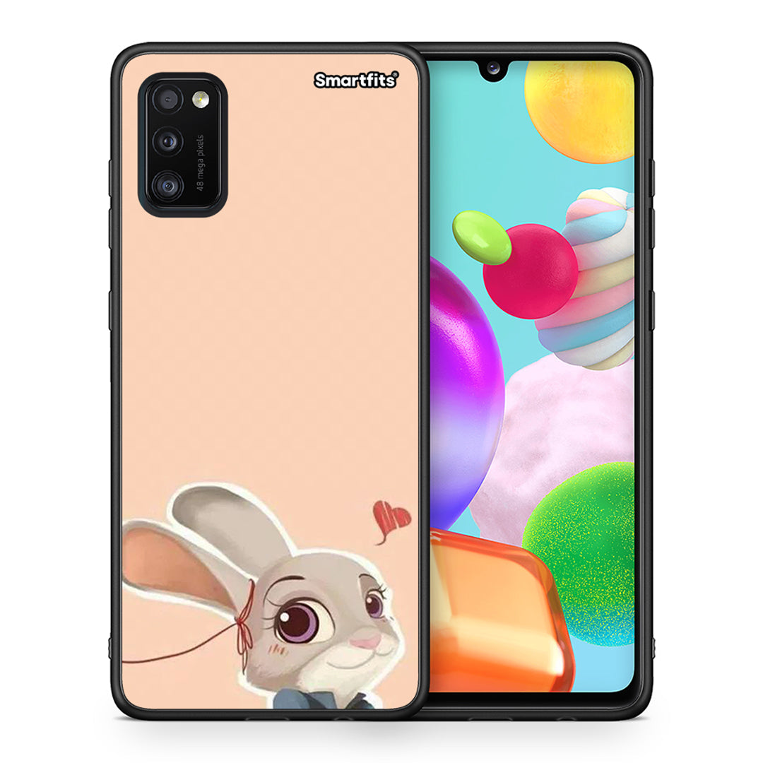 Θήκη Samsung A41 Nick Wilde And Judy Hopps Love 2 από τη Smartfits με σχέδιο στο πίσω μέρος και μαύρο περίβλημα | Samsung A41 Nick Wilde And Judy Hopps Love 2 case with colorful back and black bezels