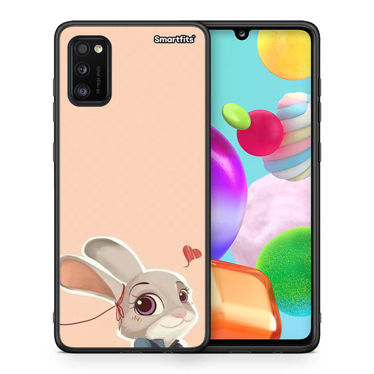 Θήκη Samsung A41 Nick Wilde And Judy Hopps Love 2 από τη Smartfits με σχέδιο στο πίσω μέρος και μαύρο περίβλημα | Samsung A41 Nick Wilde And Judy Hopps Love 2 case with colorful back and black bezels