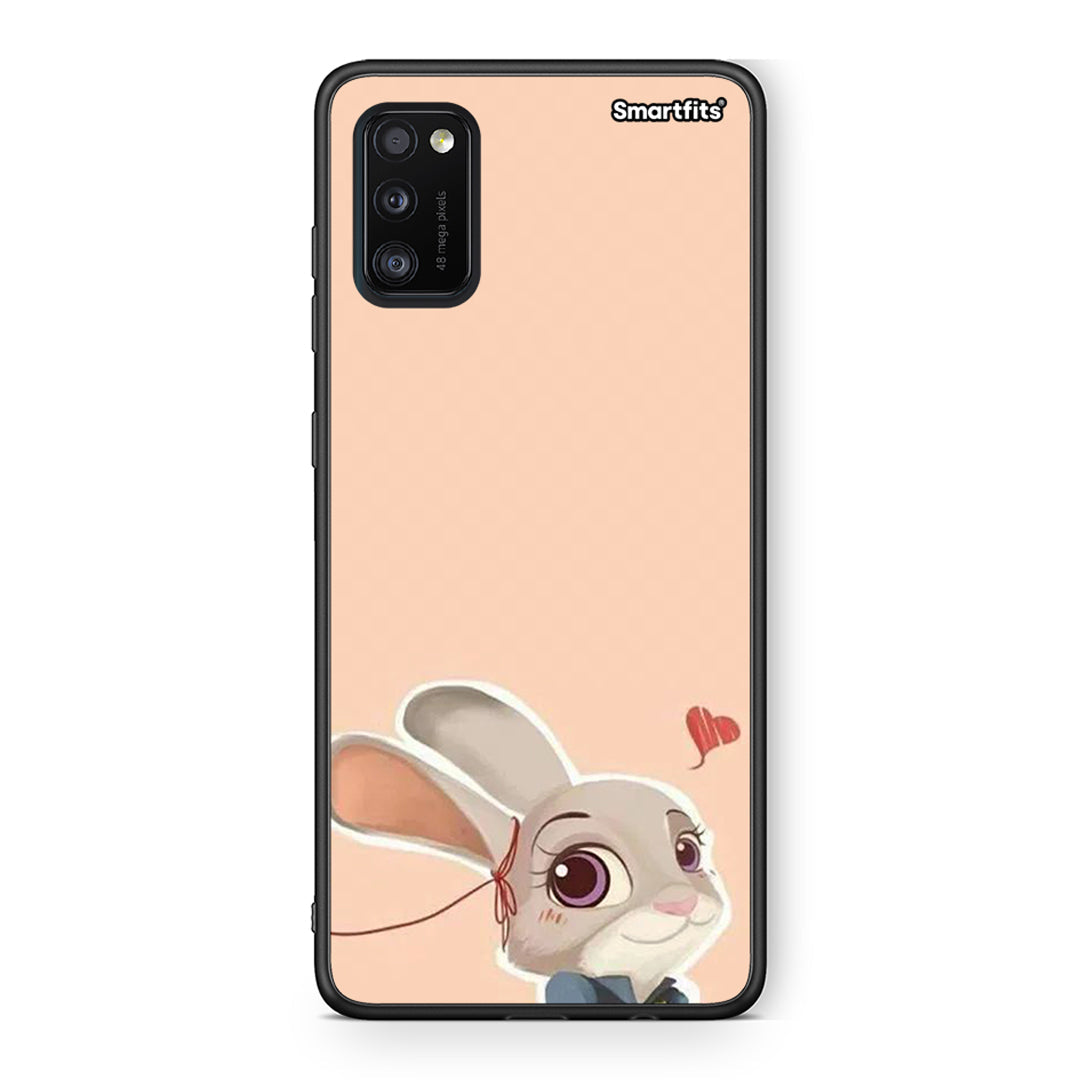 Samsung A41 Nick Wilde And Judy Hopps Love 2 θήκη από τη Smartfits με σχέδιο στο πίσω μέρος και μαύρο περίβλημα | Smartphone case with colorful back and black bezels by Smartfits