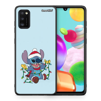 Θήκη Samsung A41 Santa Stich από τη Smartfits με σχέδιο στο πίσω μέρος και μαύρο περίβλημα | Samsung A41 Santa Stich case with colorful back and black bezels