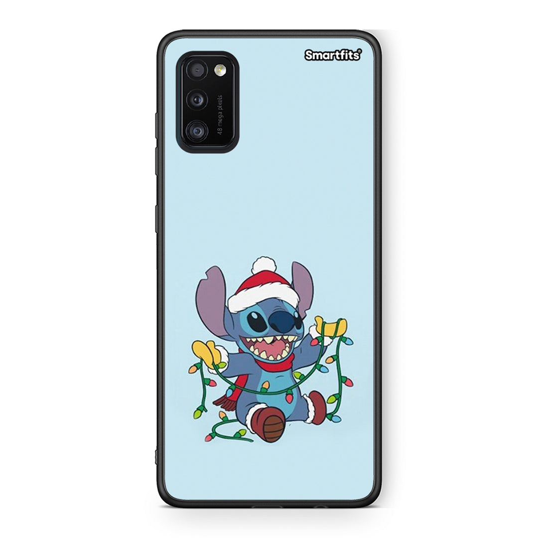 Samsung A41 Santa Stich θήκη από τη Smartfits με σχέδιο στο πίσω μέρος και μαύρο περίβλημα | Smartphone case with colorful back and black bezels by Smartfits