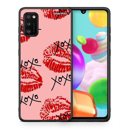 Θήκη Samsung A41 XOXO Lips από τη Smartfits με σχέδιο στο πίσω μέρος και μαύρο περίβλημα | Samsung A41 XOXO Lips case with colorful back and black bezels