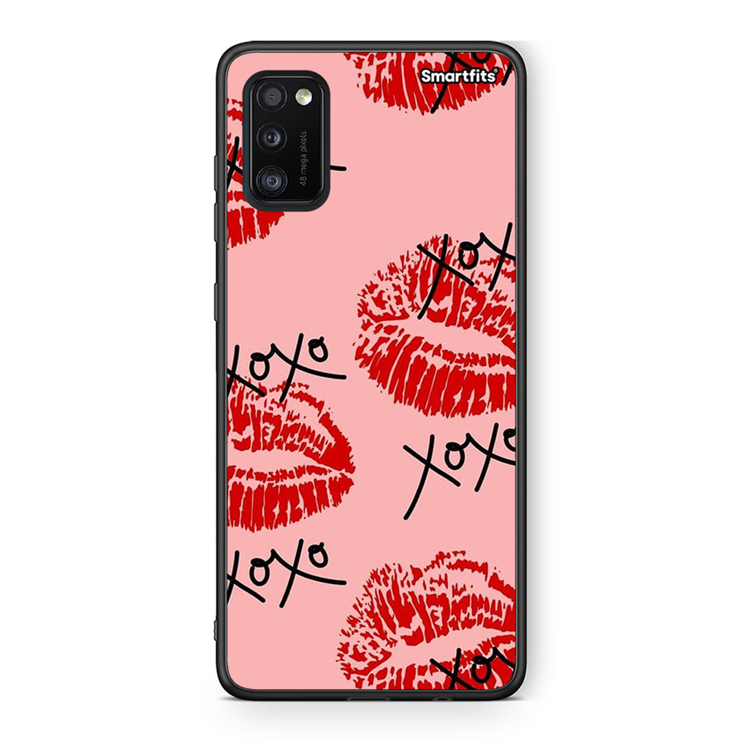Samsung A41 XOXO Lips θήκη από τη Smartfits με σχέδιο στο πίσω μέρος και μαύρο περίβλημα | Smartphone case with colorful back and black bezels by Smartfits