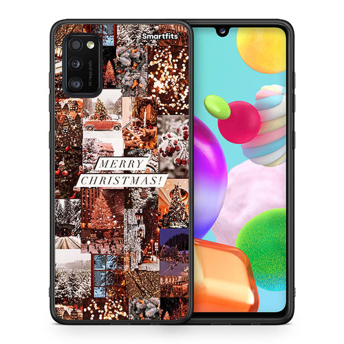 Θήκη Samsung A41 Xmas Collage από τη Smartfits με σχέδιο στο πίσω μέρος και μαύρο περίβλημα | Samsung A41 Xmas Collage case with colorful back and black bezels