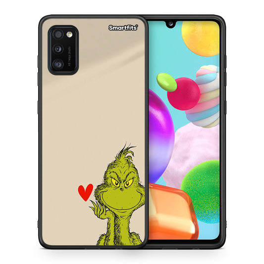 Θήκη Samsung A41 Xmas Grinch από τη Smartfits με σχέδιο στο πίσω μέρος και μαύρο περίβλημα | Samsung A41 Xmas Grinch case with colorful back and black bezels