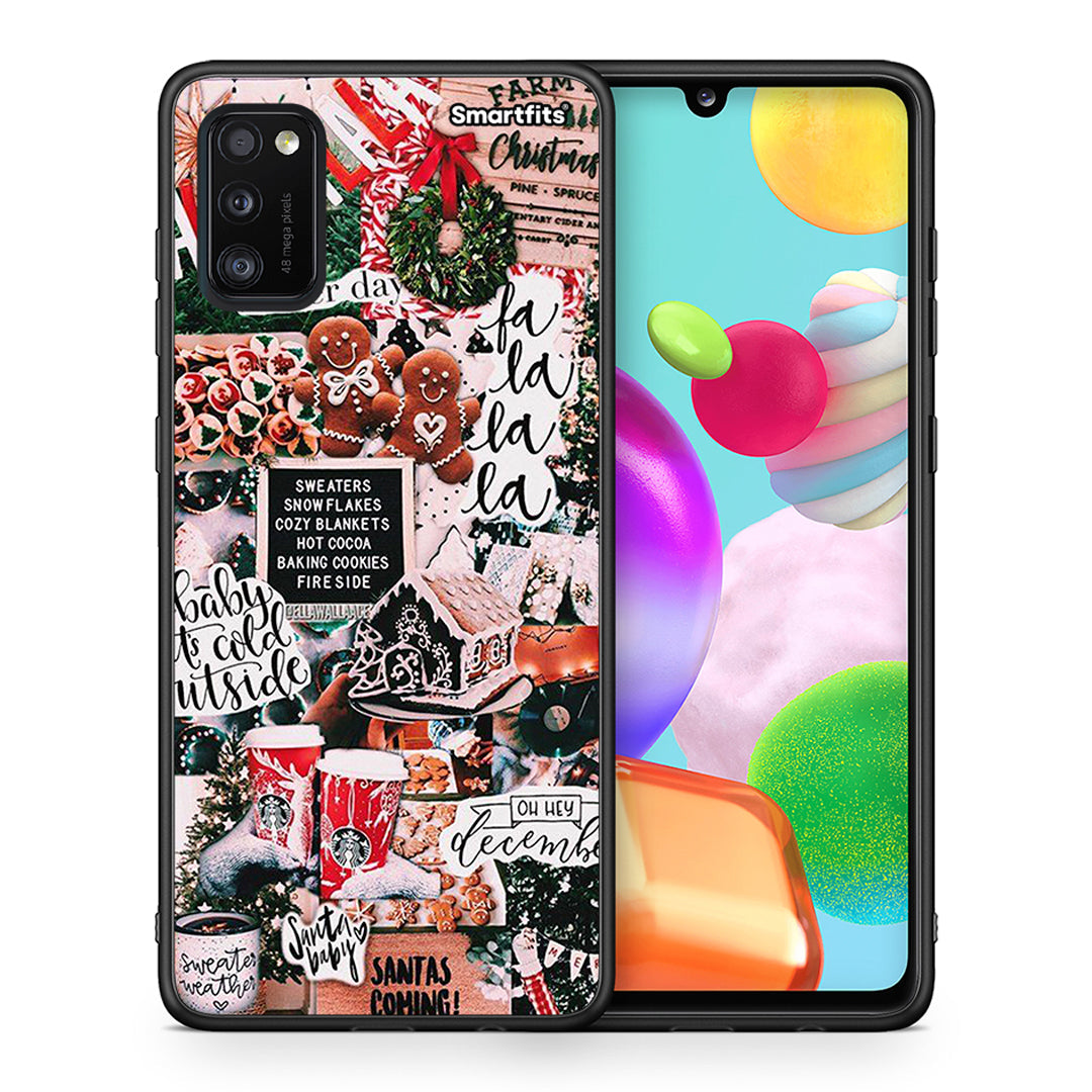 Θήκη Samsung A41 Xmas Habbits από τη Smartfits με σχέδιο στο πίσω μέρος και μαύρο περίβλημα | Samsung A41 Xmas Habbits case with colorful back and black bezels