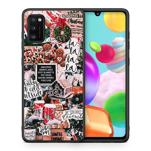 Θήκη Samsung A41 Xmas Habbits από τη Smartfits με σχέδιο στο πίσω μέρος και μαύρο περίβλημα | Samsung A41 Xmas Habbits case with colorful back and black bezels
