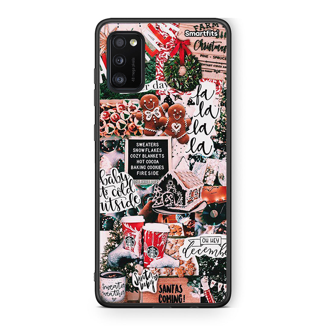 Samsung A41 Xmas Habbits θήκη από τη Smartfits με σχέδιο στο πίσω μέρος και μαύρο περίβλημα | Smartphone case with colorful back and black bezels by Smartfits