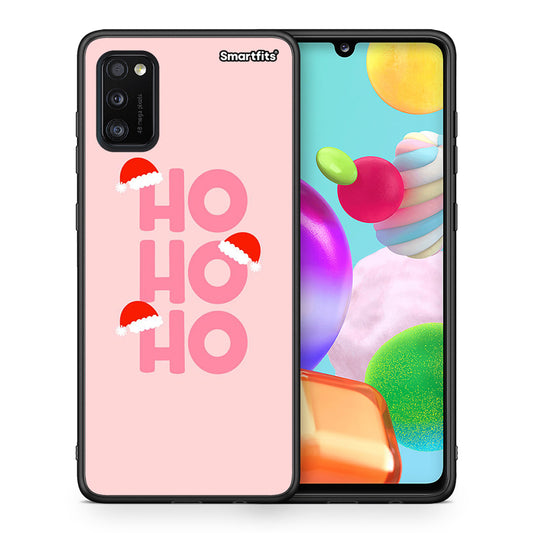 Θήκη Samsung A41 Xmas Ho Ho Ho από τη Smartfits με σχέδιο στο πίσω μέρος και μαύρο περίβλημα | Samsung A41 Xmas Ho Ho Ho case with colorful back and black bezels