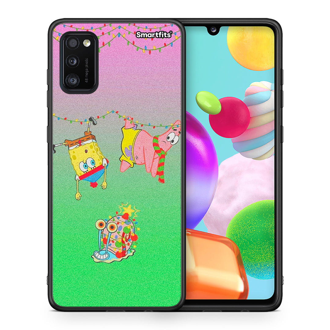 Θήκη Samsung A41 Xmas Lights από τη Smartfits με σχέδιο στο πίσω μέρος και μαύρο περίβλημα | Samsung A41 Xmas Lights case with colorful back and black bezels