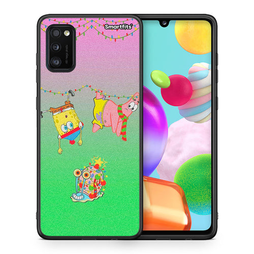 Θήκη Samsung A41 Xmas Lights από τη Smartfits με σχέδιο στο πίσω μέρος και μαύρο περίβλημα | Samsung A41 Xmas Lights case with colorful back and black bezels