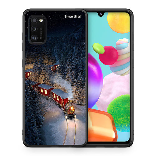 Θήκη Samsung A41 Xmas Train από τη Smartfits με σχέδιο στο πίσω μέρος και μαύρο περίβλημα | Samsung A41 Xmas Train case with colorful back and black bezels