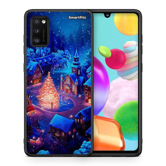 Θήκη Samsung A41 Xmas Village από τη Smartfits με σχέδιο στο πίσω μέρος και μαύρο περίβλημα | Samsung A41 Xmas Village case with colorful back and black bezels