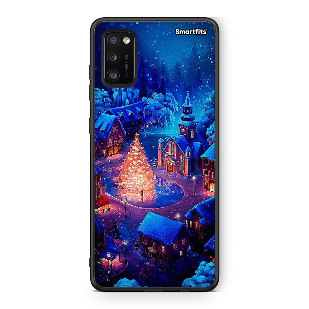 Samsung A41 Xmas Village θήκη από τη Smartfits με σχέδιο στο πίσω μέρος και μαύρο περίβλημα | Smartphone case with colorful back and black bezels by Smartfits