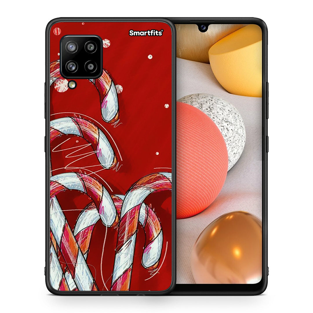 Θήκη Samsung Galaxy A42 Candy Cane από τη Smartfits με σχέδιο στο πίσω μέρος και μαύρο περίβλημα | Samsung Galaxy A42 Candy Cane case with colorful back and black bezels