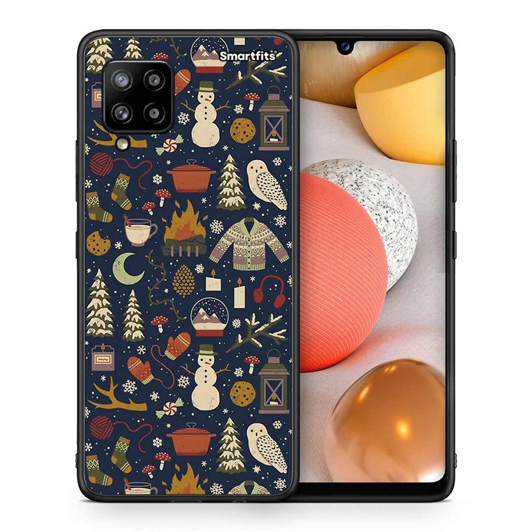 Θήκη Samsung Galaxy A42 Christmas Elements από τη Smartfits με σχέδιο στο πίσω μέρος και μαύρο περίβλημα | Samsung Galaxy A42 Christmas Elements case with colorful back and black bezels