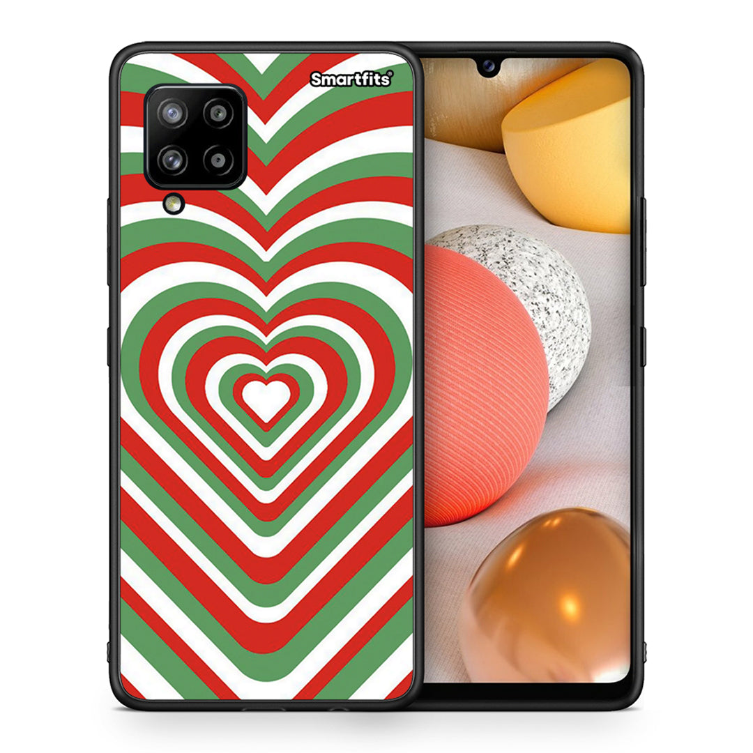 Θήκη Samsung Galaxy A42 Christmas Hearts από τη Smartfits με σχέδιο στο πίσω μέρος και μαύρο περίβλημα | Samsung Galaxy A42 Christmas Hearts case with colorful back and black bezels