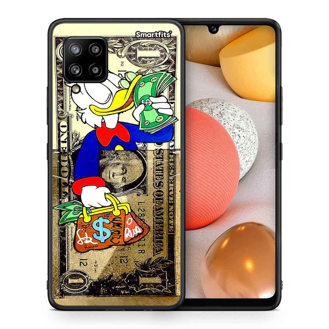 Θήκη Samsung Galaxy A42 Duck Money από τη Smartfits με σχέδιο στο πίσω μέρος και μαύρο περίβλημα | Samsung Galaxy A42 Duck Money case with colorful back and black bezels